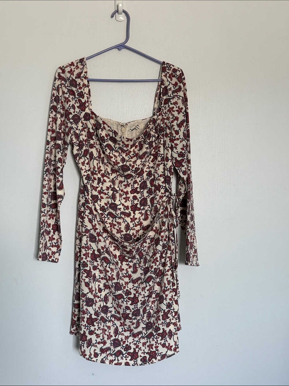 Abercrombie & Fitch Cream Paisley Faux Wrap Dress | Sz XL Tall